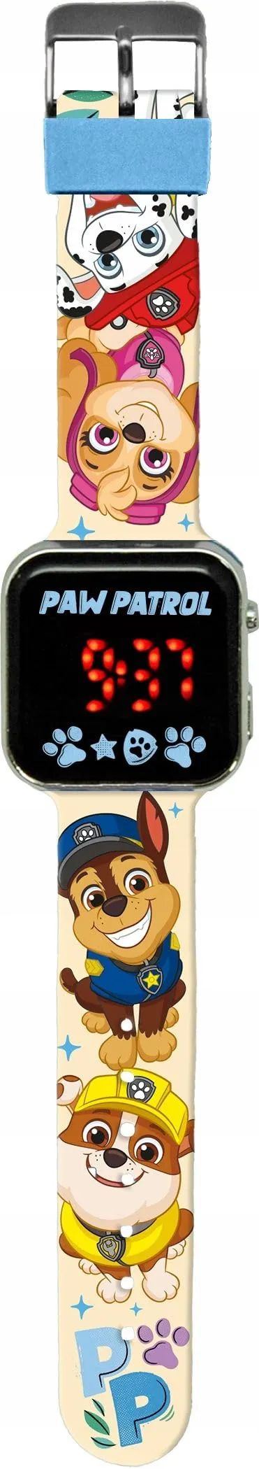 Orologio Paw Patrol Bambino LED Chase Skye, Cinturino Silicone 22 cm - immagine 2