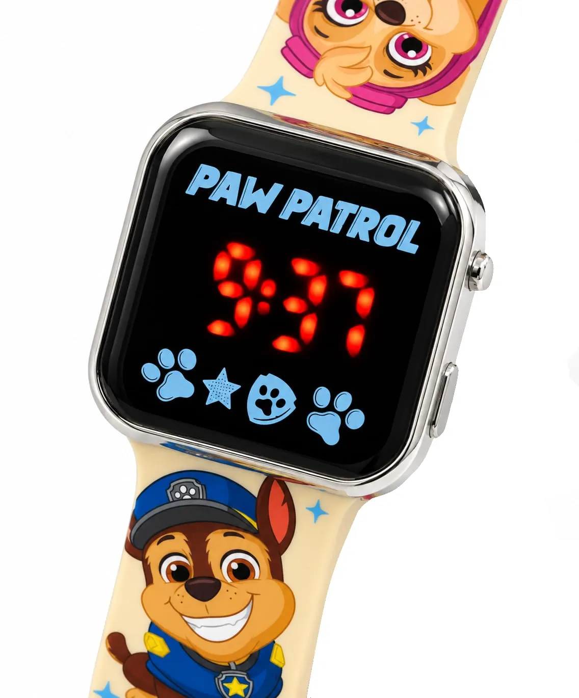 Orologio Paw Patrol Bambino LED Chase Skye, Cinturino Silicone 22 cm - immagine 4