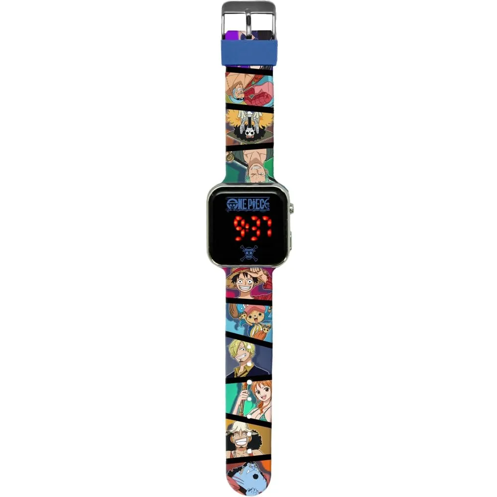 CARTOON Orologio da polso digitale One Piece per bambini con schermo quadrante a led e cinturino in silicone - immagine 2