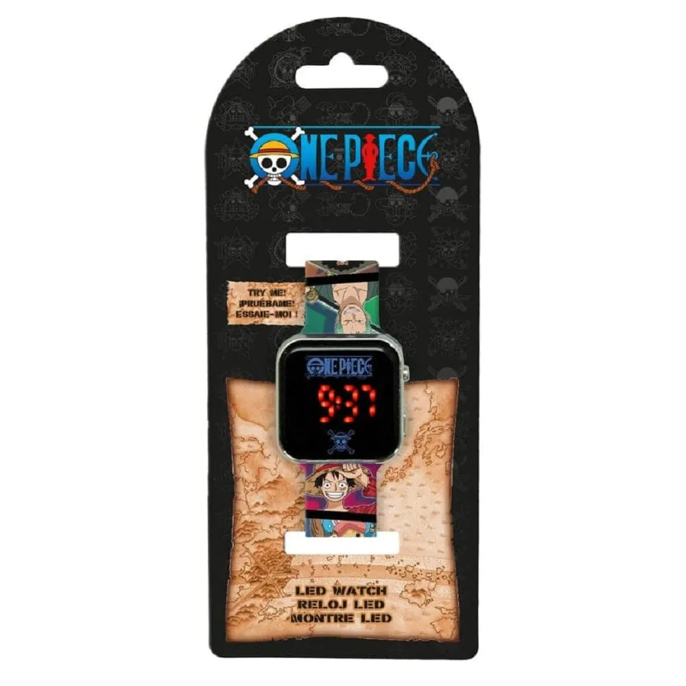 CARTOON Orologio da polso digitale One Piece per bambini con schermo quadrante a led e cinturino in silicone - immagine 3