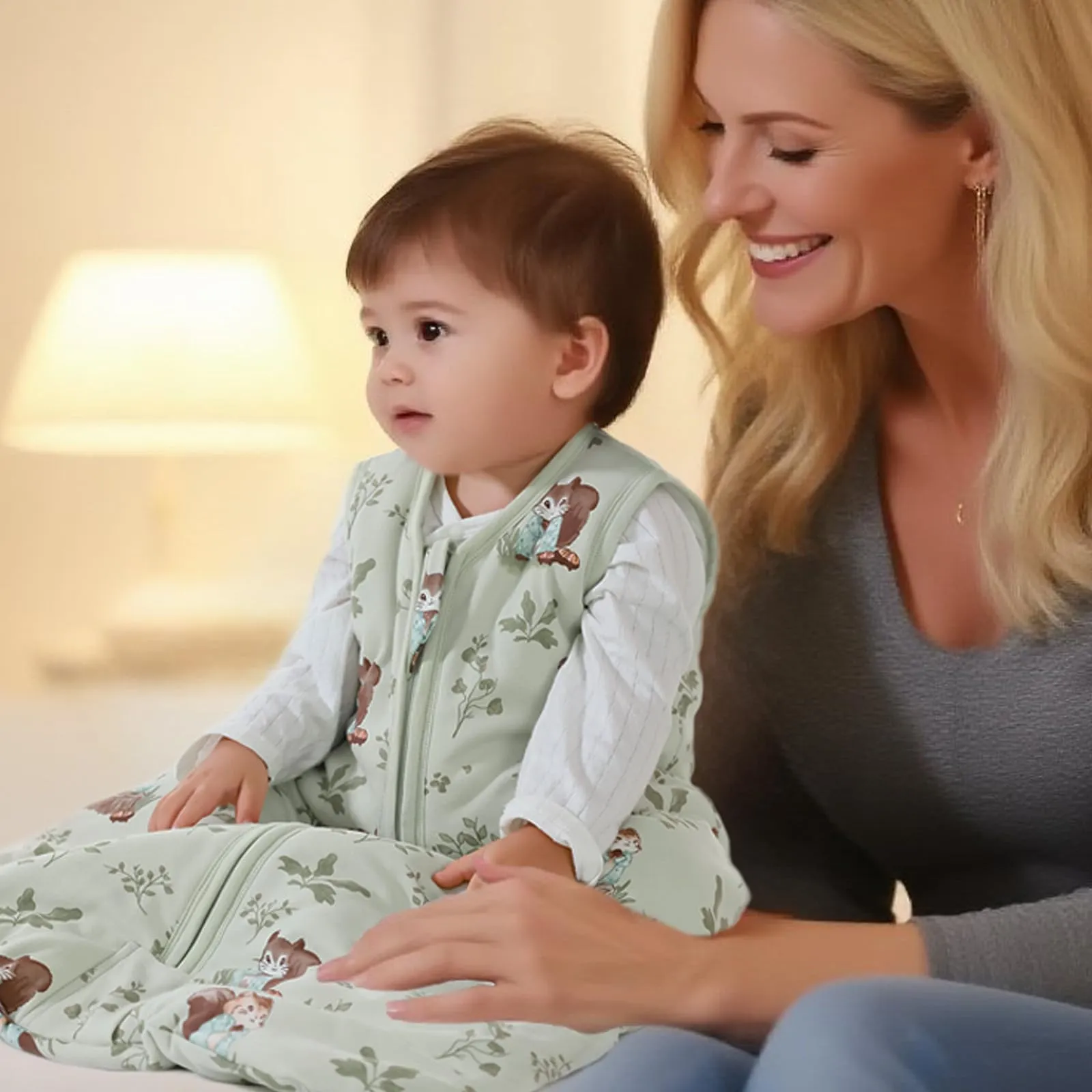 Mosebears Sacco nanna invernale per bambini, 2,5 tog,Cotone, per diverse misure dalla nascita all'età di 24 mesi(Green Animal,12-18 mesi) - immagine 7