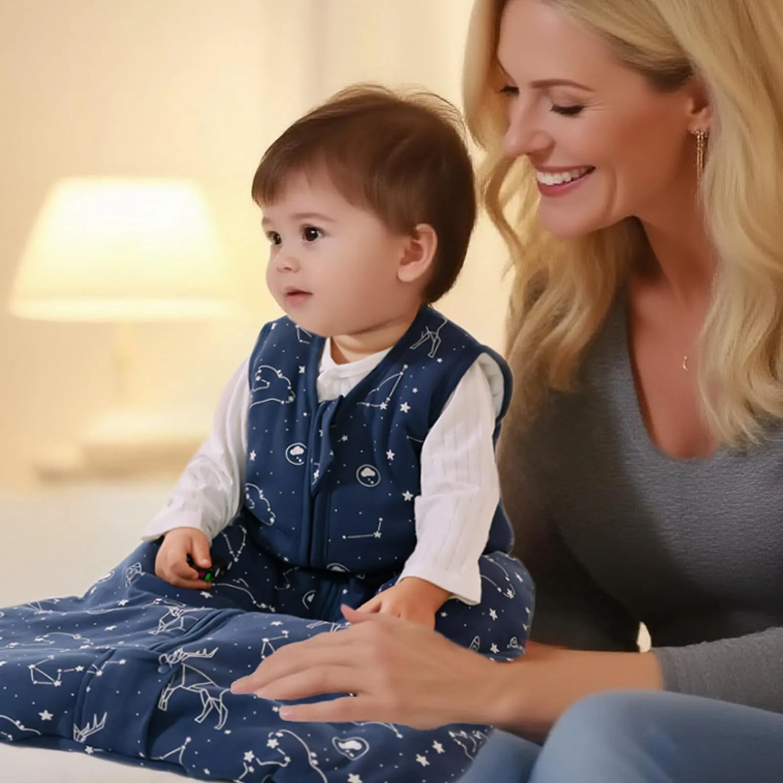 Mosebears Sacco nanna invernale per bambini, 2,5 tog,Cotone, per diverse misure dalla nascita all'età di 24 mesi(Navy Blue,0-6 mesi) - immagine 5