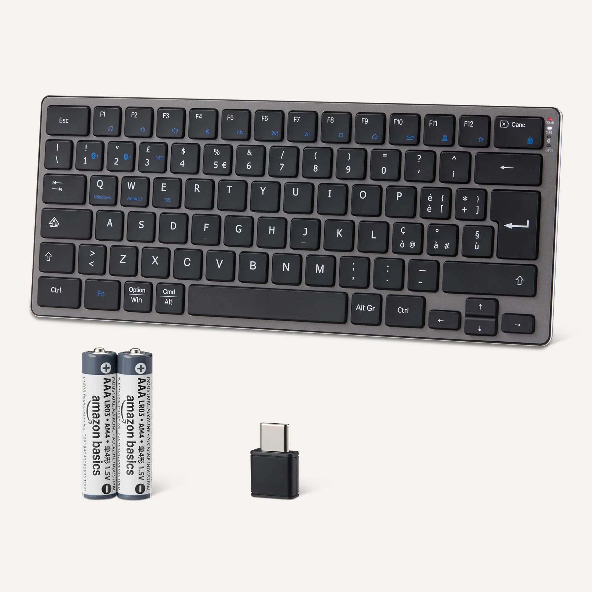 Amazon Basics Tastiera wireless per tablet, portatile, compatibile con PC, MacOS, laptop, smartphone, tablet - immagine 4