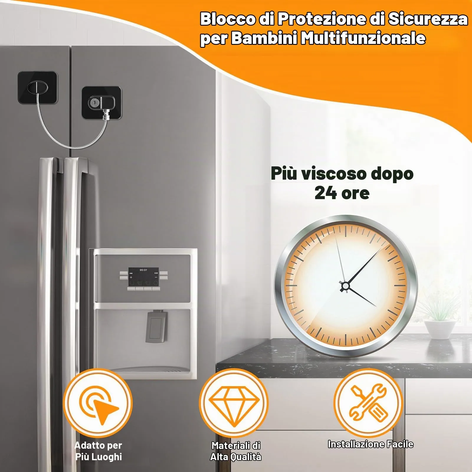 Romon Serratura Per Frigorifero, 4 Pezzi, Bloccafinestre Per Bambini Con 8 Chiavi, Per Porte, Finestre, Frigoriferi, Cassetti, Armadi, Ecc. Con Focus Sulla Sicurezza Dei Bambini - immagine 2