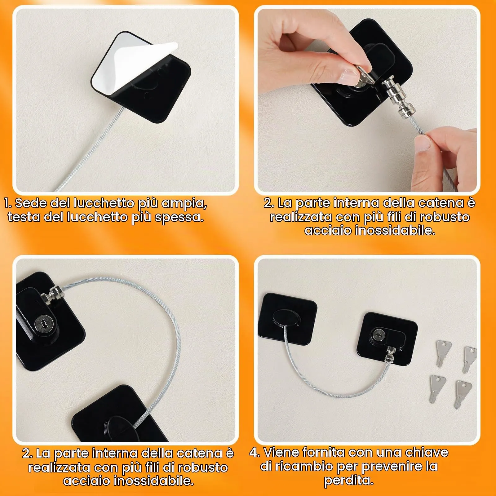 Romon Serratura Per Frigorifero, 4 Pezzi, Bloccafinestre Per Bambini Con 8 Chiavi, Per Porte, Finestre, Frigoriferi, Cassetti, Armadi, Ecc. Con Focus Sulla Sicurezza Dei Bambini - immagine 4