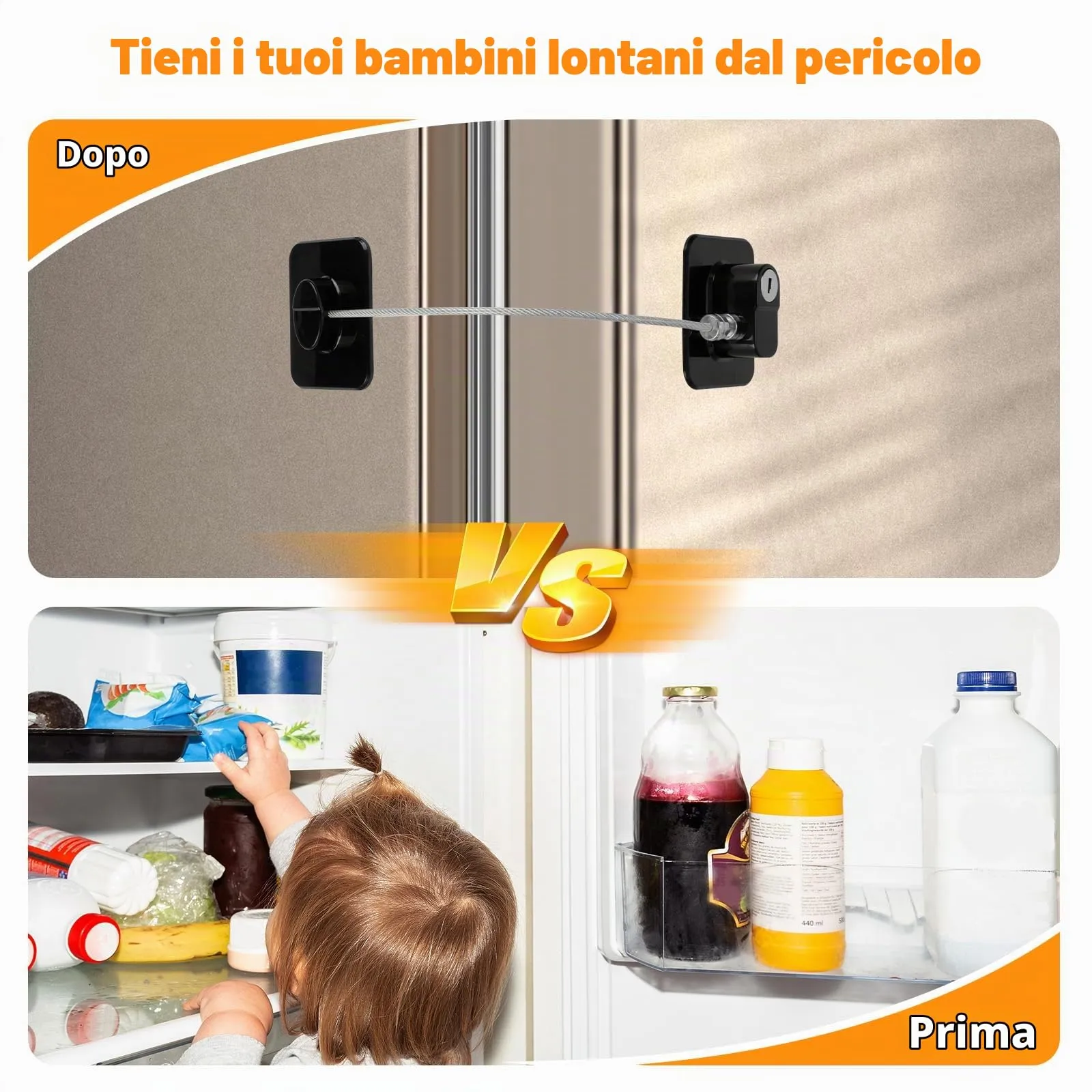 Romon Serratura Per Frigorifero, 4 Pezzi, Bloccafinestre Per Bambini Con 8 Chiavi, Per Porte, Finestre, Frigoriferi, Cassetti, Armadi, Ecc. Con Focus Sulla Sicurezza Dei Bambini - immagine 5