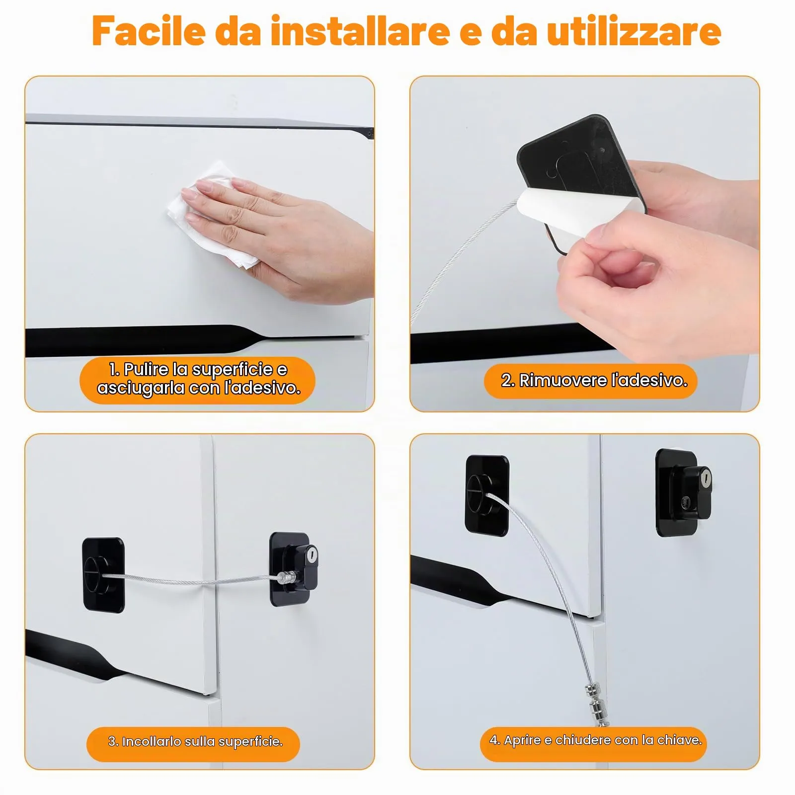 Romon Serratura Per Frigorifero, 4 Pezzi, Bloccafinestre Per Bambini Con 8 Chiavi, Per Porte, Finestre, Frigoriferi, Cassetti, Armadi, Ecc. Con Focus Sulla Sicurezza Dei Bambini - immagine 6
