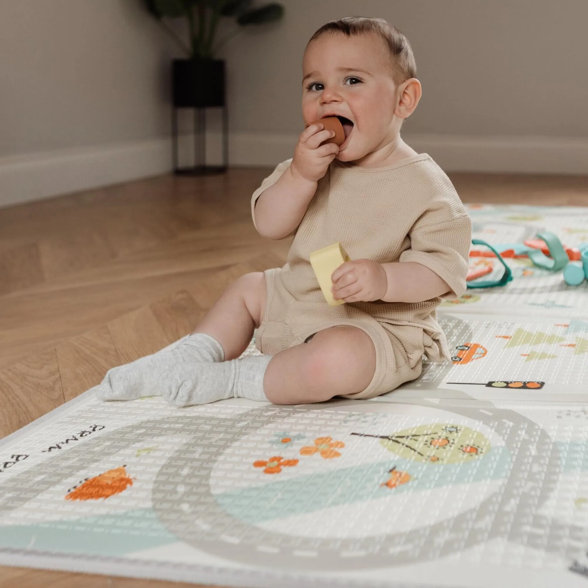 Nuby Tappeto Gioco Bambini Pieghevole Double Face, 150x200cm, 0M+, Strada - immagine 2