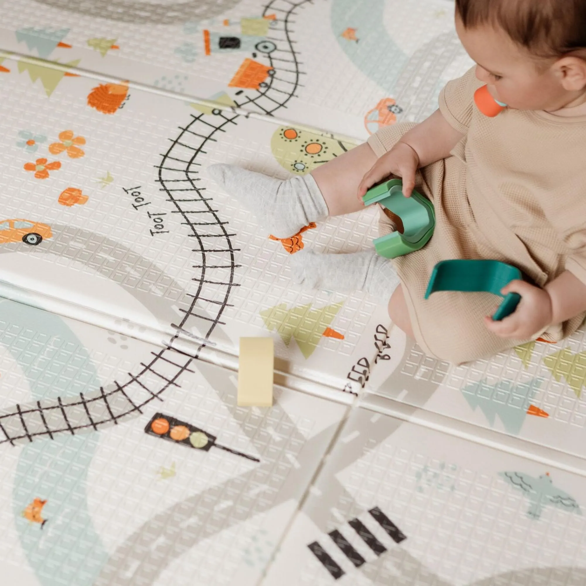 Nuby Tappeto Gioco Bambini Pieghevole Double Face, 150x200cm, 0M+, Strada - immagine 5