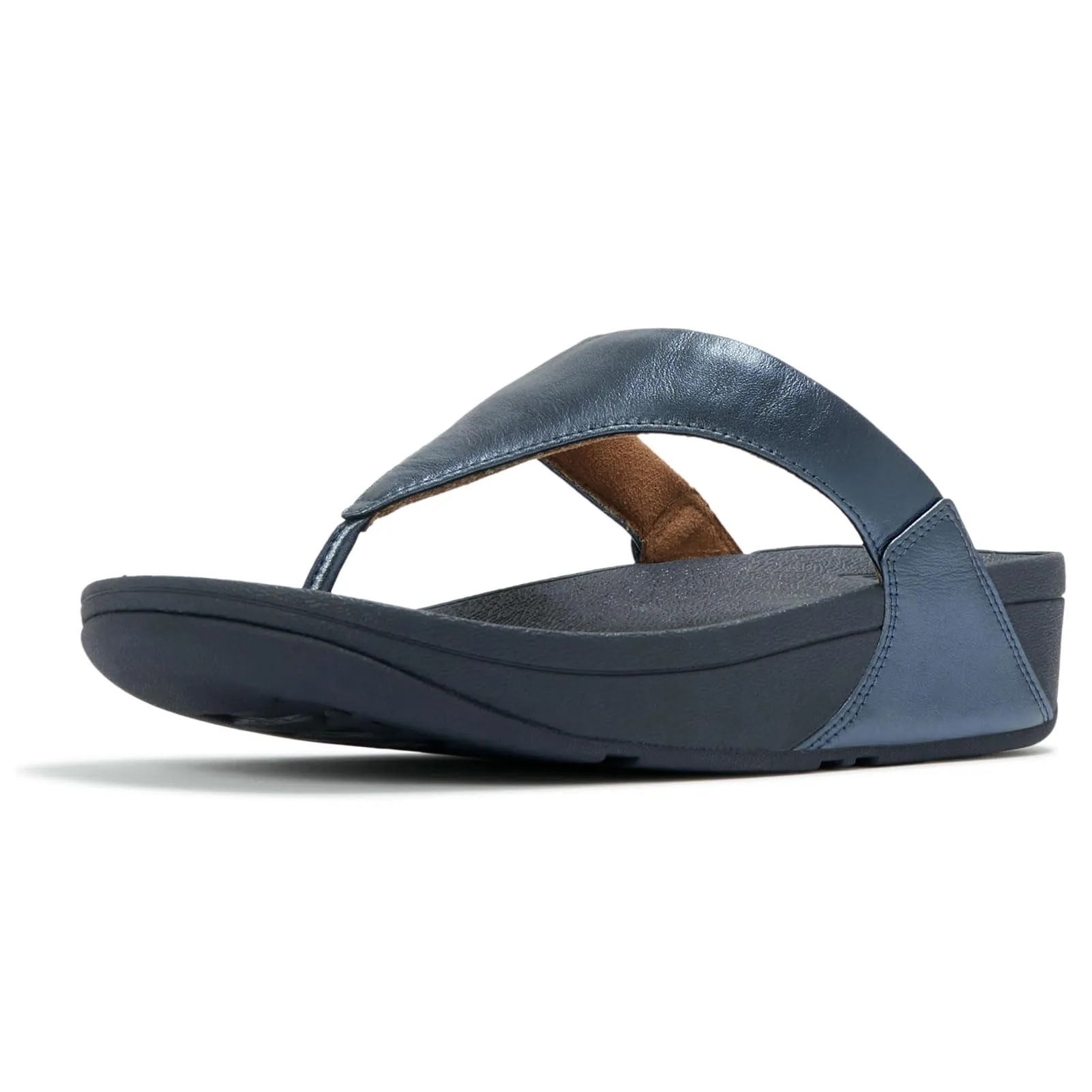Fitflop Lulu Leather Toepost, Sandali Donna, Blu Cosmico Metallico, 40 EU - immagine 3