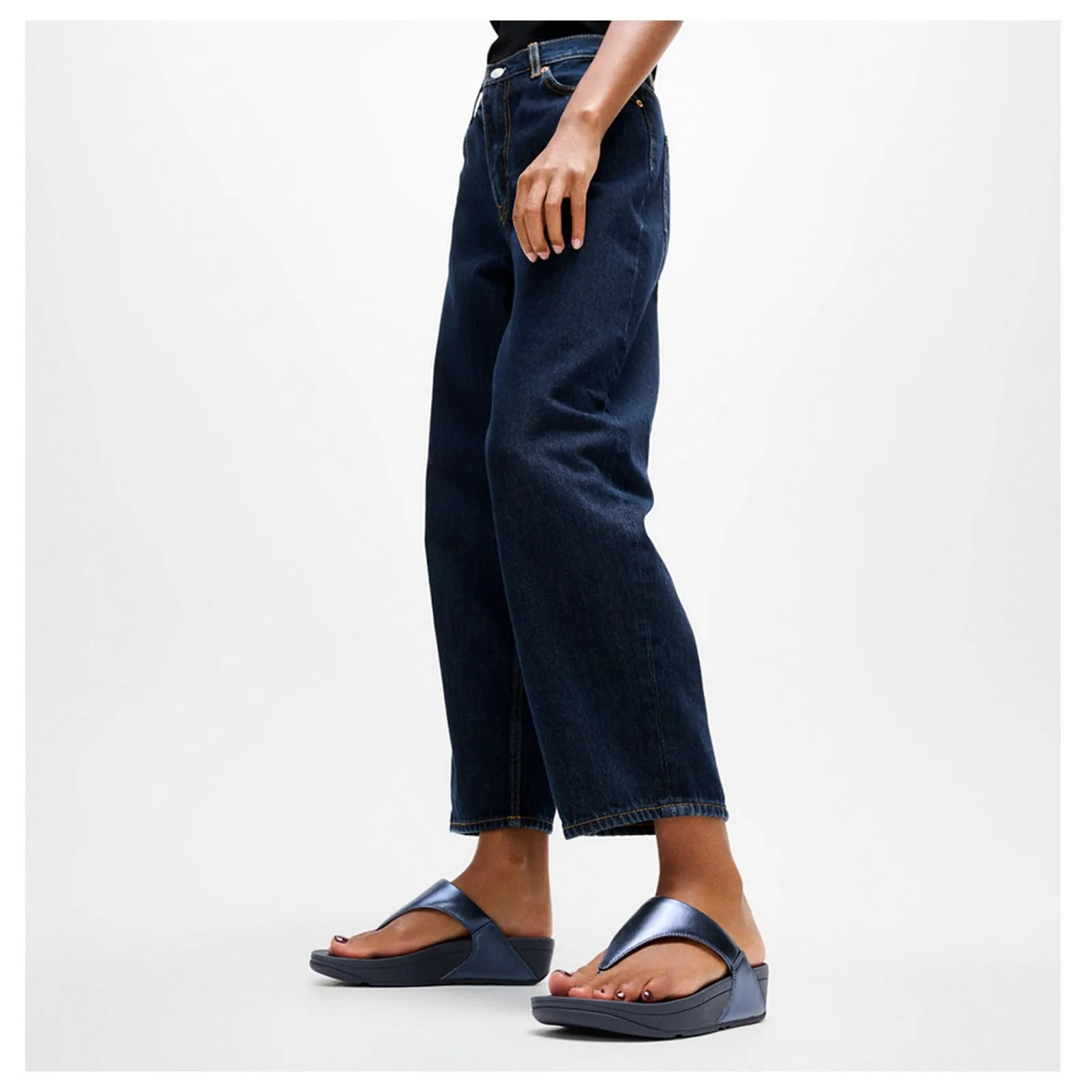 Fitflop Lulu Leather Toepost, Sandali Donna, Blu Cosmico Metallizzato, 36 EU - immagine 2