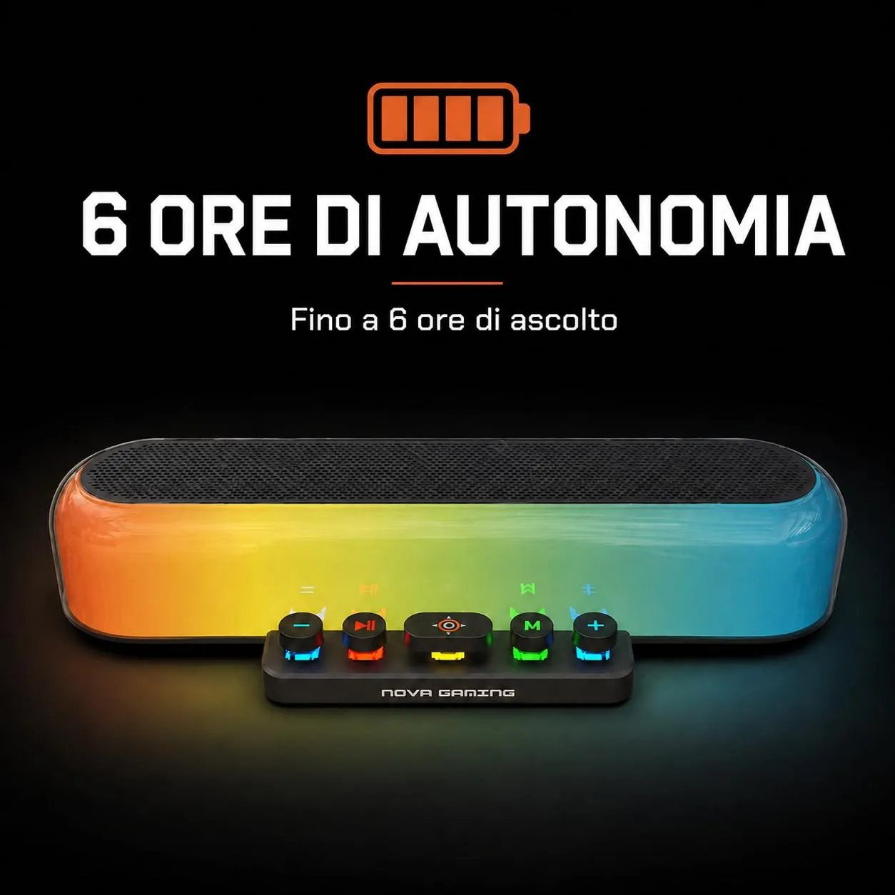 Nova Gaming URSAE - Barra di Suono Gaming RGB Bluetooth 5.3 - Altoparlante PC Stereo 10W, Suono Potente, Design Compatto - Connessione USB/Jack/Micro-SD - PC, Console, Smartphone, Senza Fili - immagine 4
