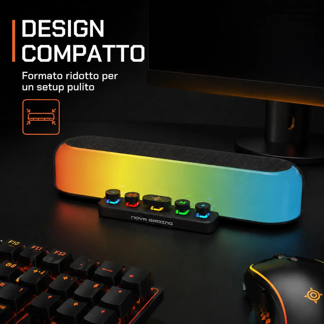 Nova Gaming URSAE - Barra di Suono Gaming RGB Bluetooth 5.3 - Altoparlante PC Stereo 10W, Suono Potente, Design Compatto - Connessione USB/Jack/Micro-SD - PC, Console, Smartphone, Senza Fili - immagine 7