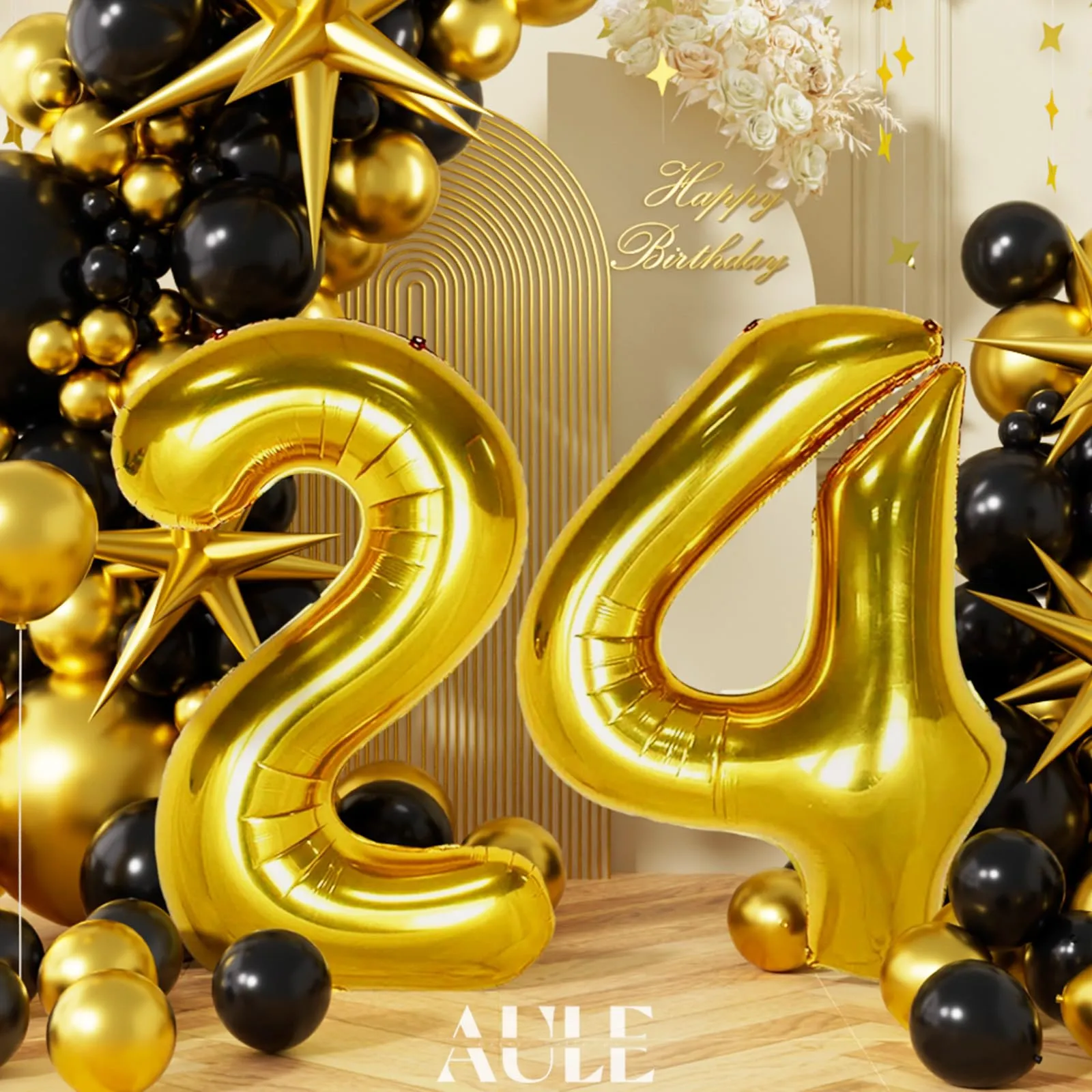 AULE Palloncino Numero 24 Oro: Grande 101 cm Palloncini 24 Anni Compleanno - immagine 10