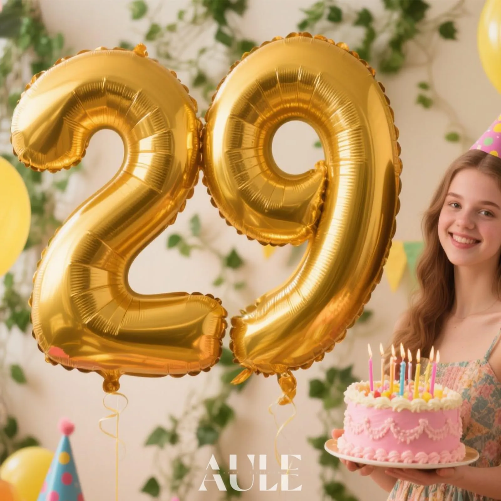 AULE Palloncino Numero 29 Oro: Grande 101 cm Palloncini 29 Anni Compleanno - immagine 6