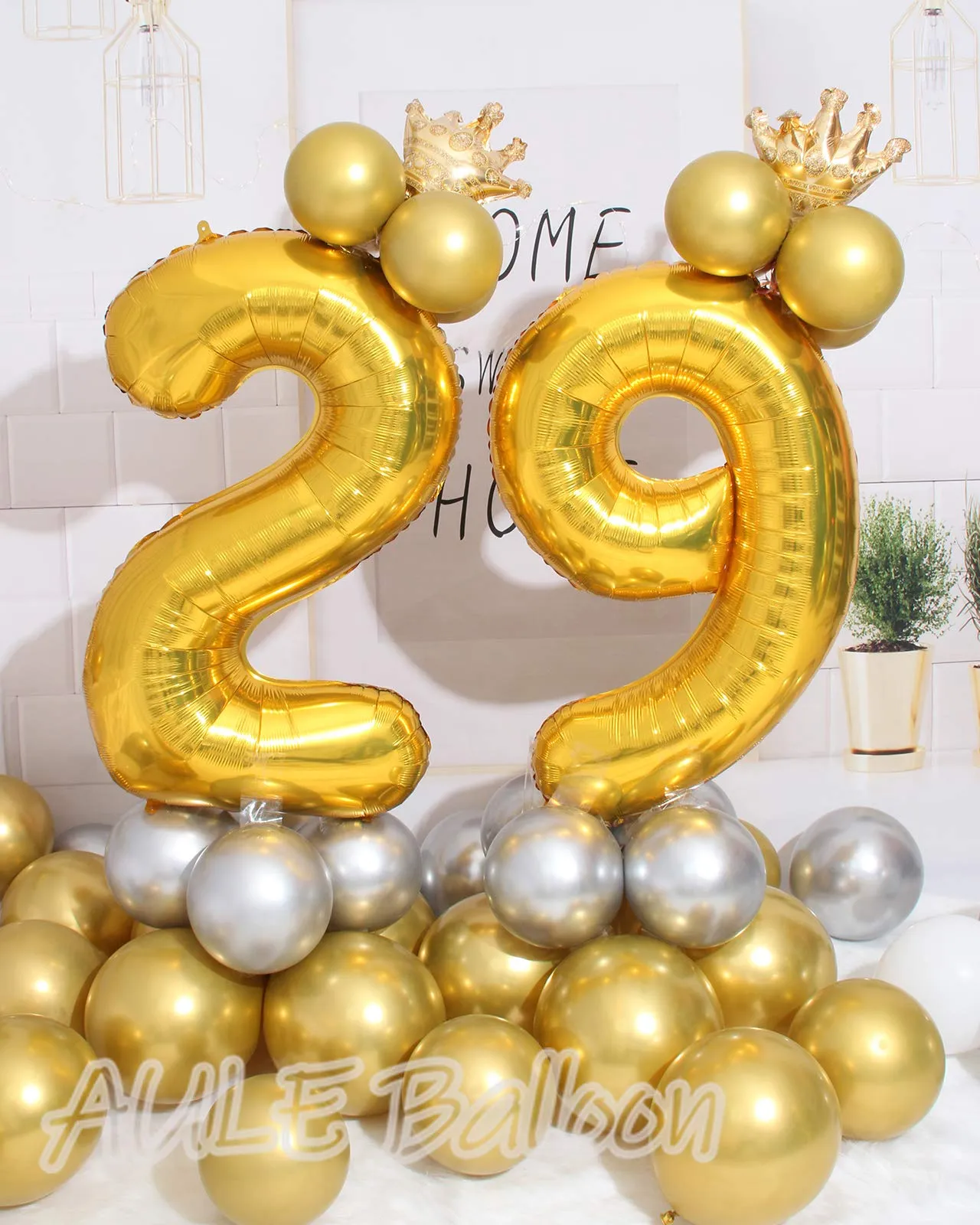 AULE Palloncino Numero 29 Oro: Grande 101 cm Palloncini 29 Anni Compleanno - immagine 9