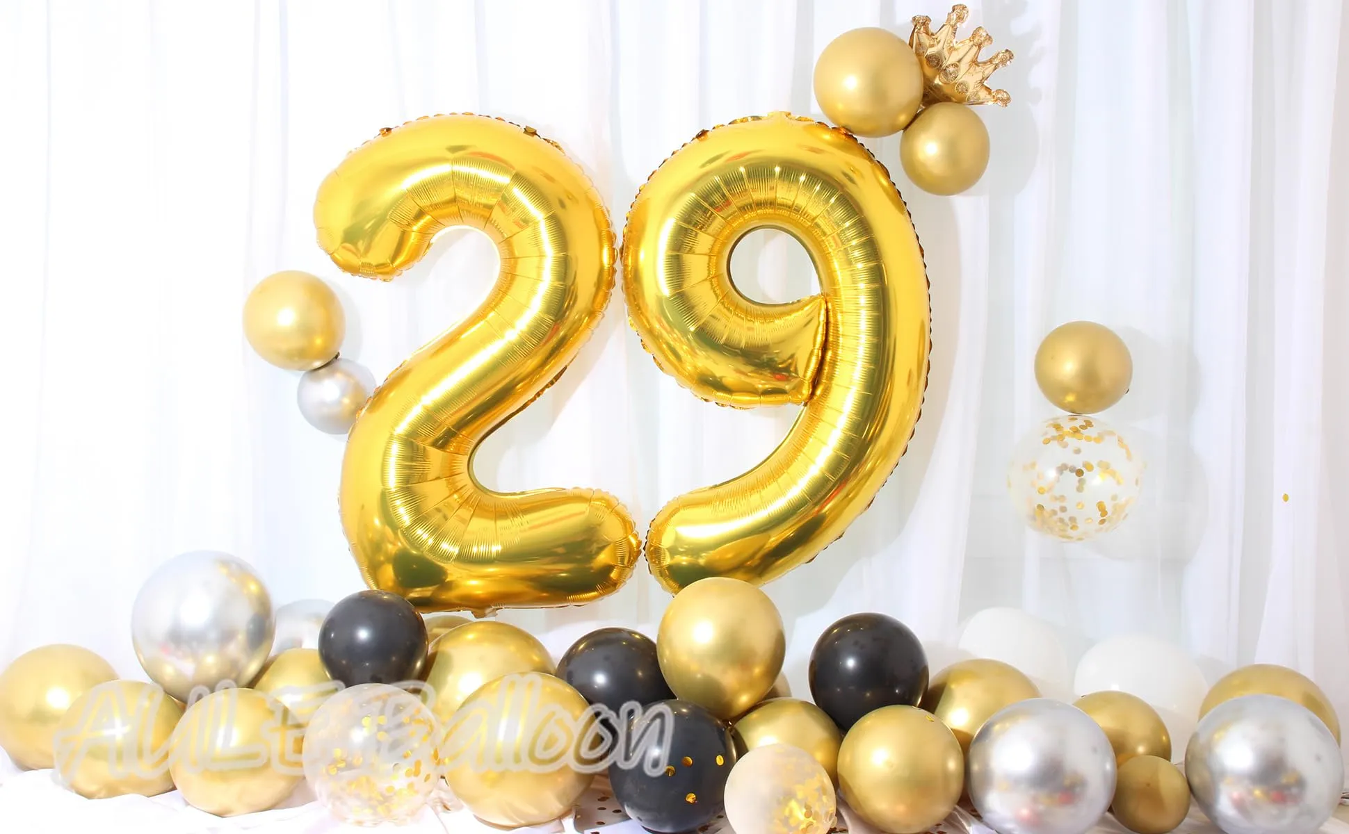 AULE Palloncino Numero 29 Oro: Grande 101 cm Palloncini 29 Anni Compleanno - immagine 10