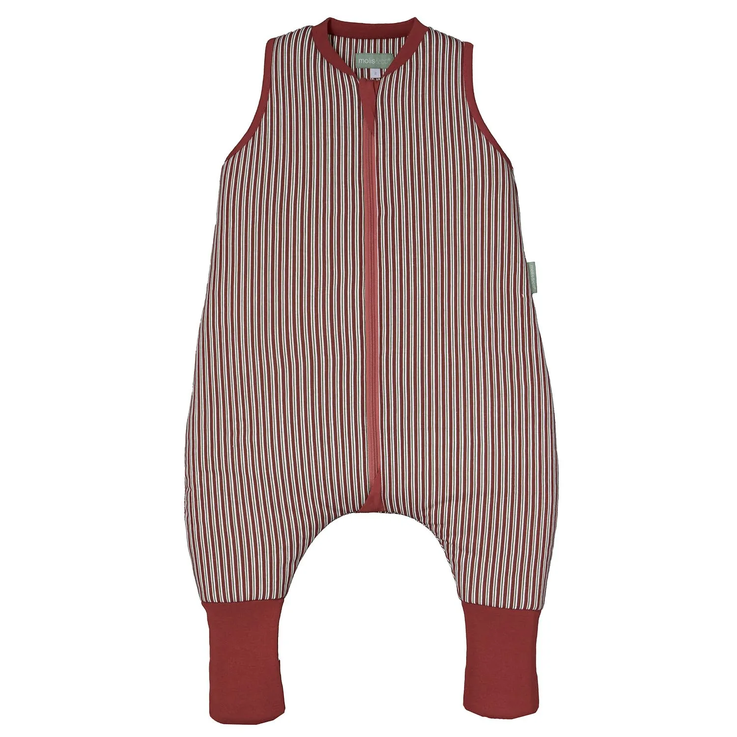 molis&co - Sacco Nanna con piedini e calzini - Sacco nanna invernale per Bambini - Sacchi Nanna 2.5 tog con piedini - 100% Cotone (Oeko-TEX 100) (Burgundy Stripes, 1 anno) - immagine 1
