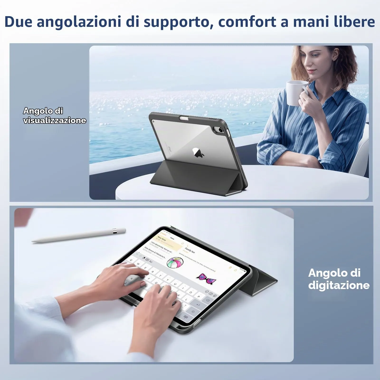 TiMOVO Cover per iPad A16 11. Gen 11"&10. Gen 10,9", Grigio Siderale - immagine 7