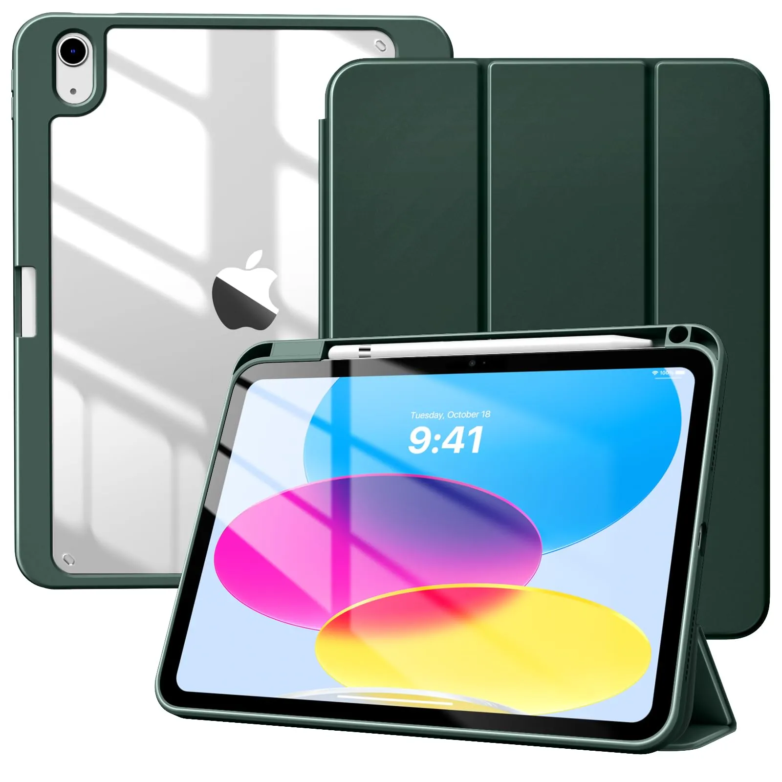 TiMOVO Cover per iPad A16 11. Gen 11"&10. Gen 10,9", Verde notte - immagine 1