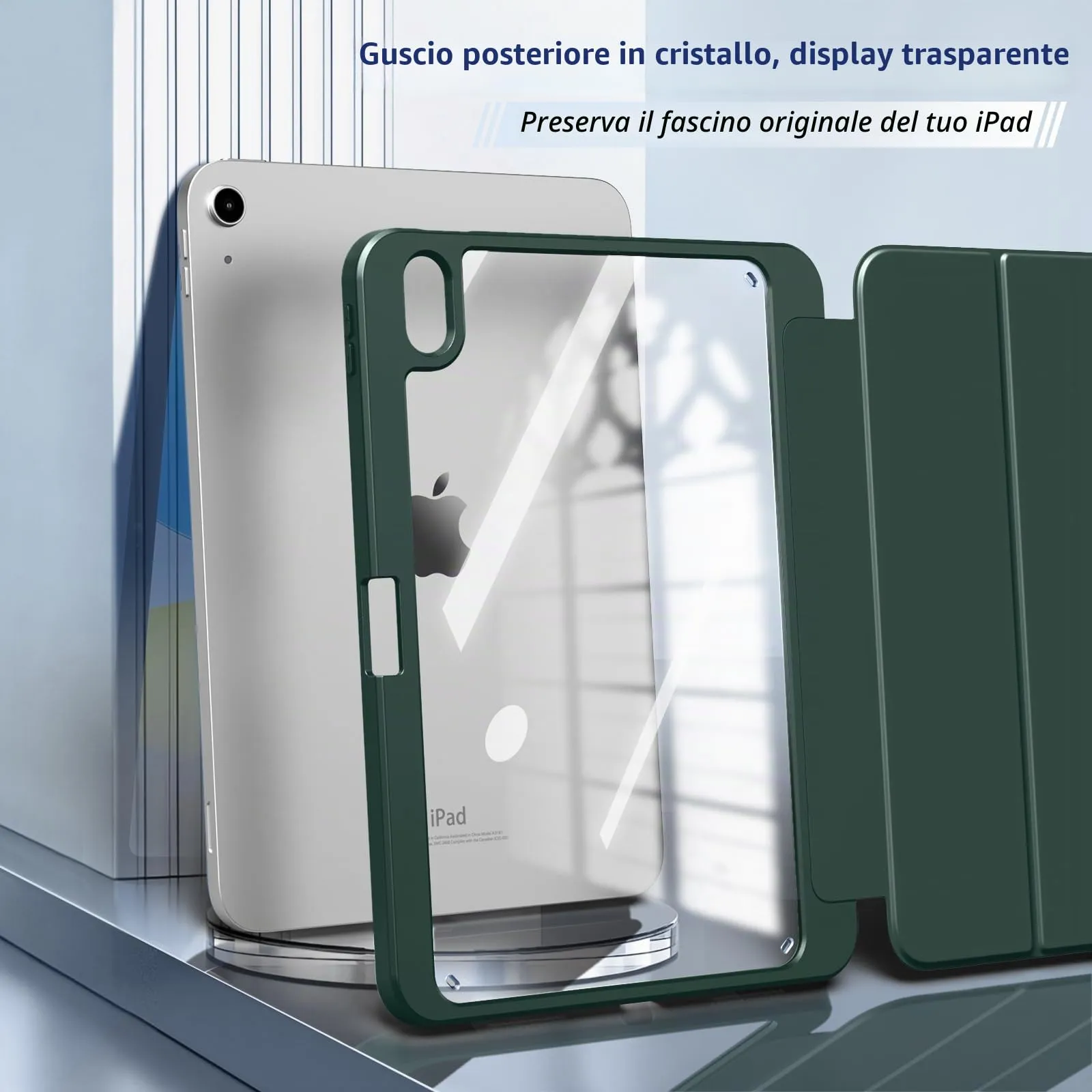 TiMOVO Cover per iPad A16 11. Gen 11"&10. Gen 10,9", Verde notte - immagine 3