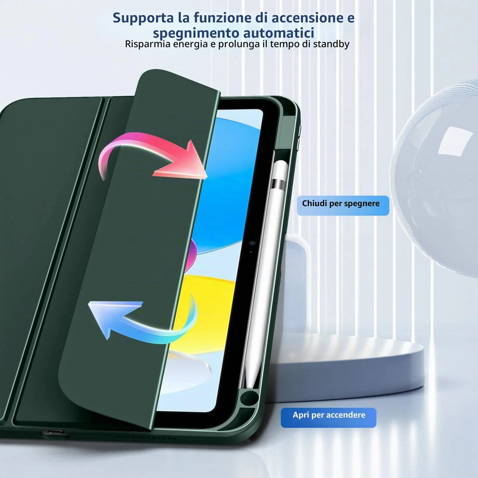 TiMOVO Cover per iPad A16 11. Gen 11"&10. Gen 10,9", Verde notte - immagine 5