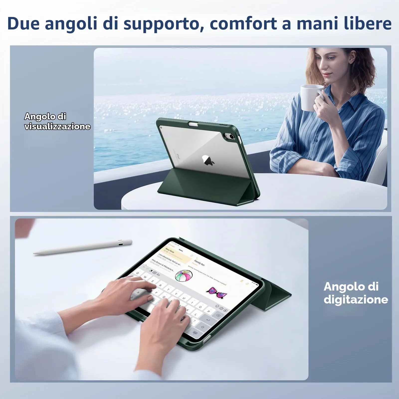 TiMOVO Cover per iPad A16 11. Gen 11"&10. Gen 10,9", Verde notte - immagine 7
