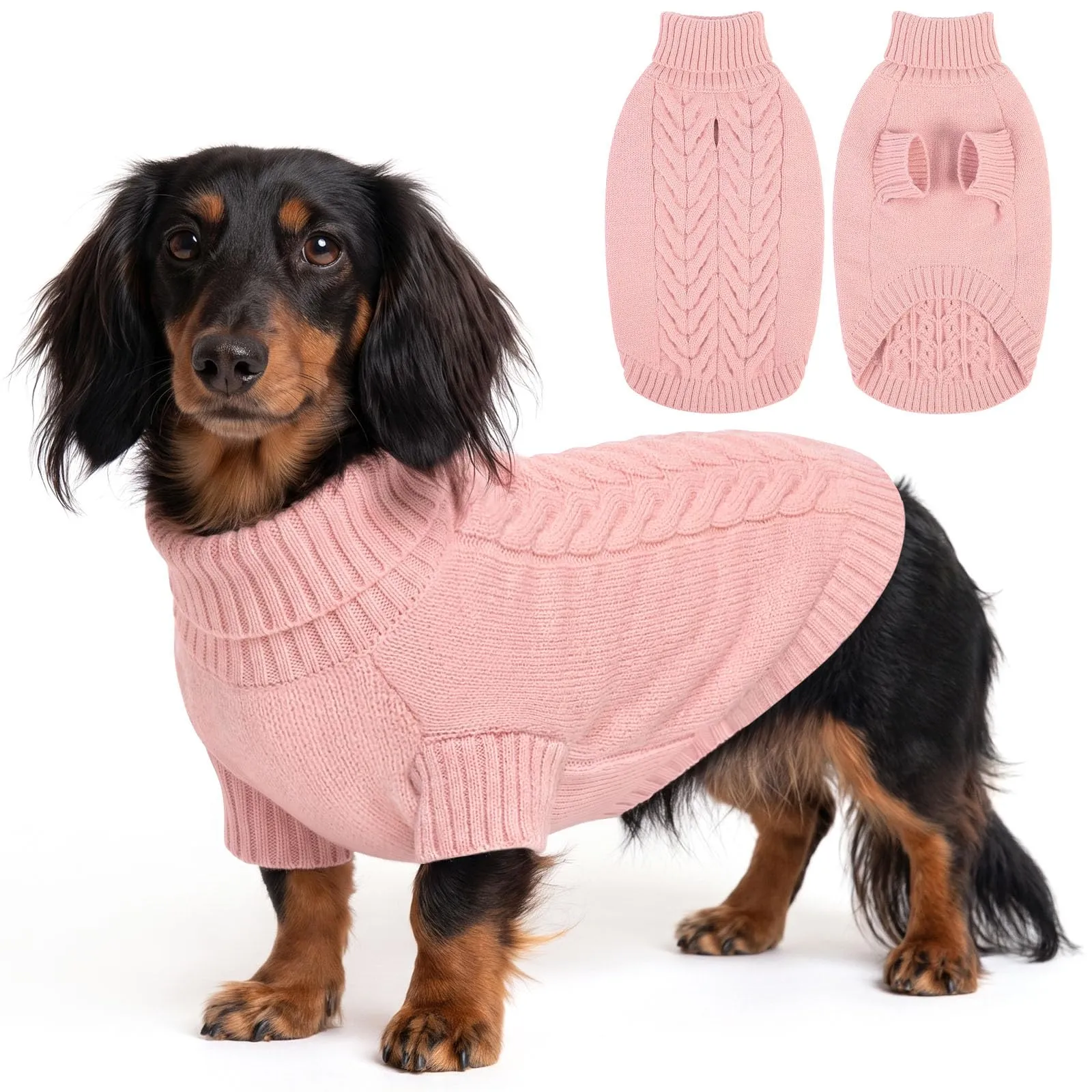 ASENKU Maglione Invernale Cane M Taglia Media, Maglioncino per Cani Treccia Collo Alto con Foro Guinzaglio per Barboncino Beagle Cocker Spaniel, Abbigliamento Caldo per Escursioni Invernali - immagine 1
