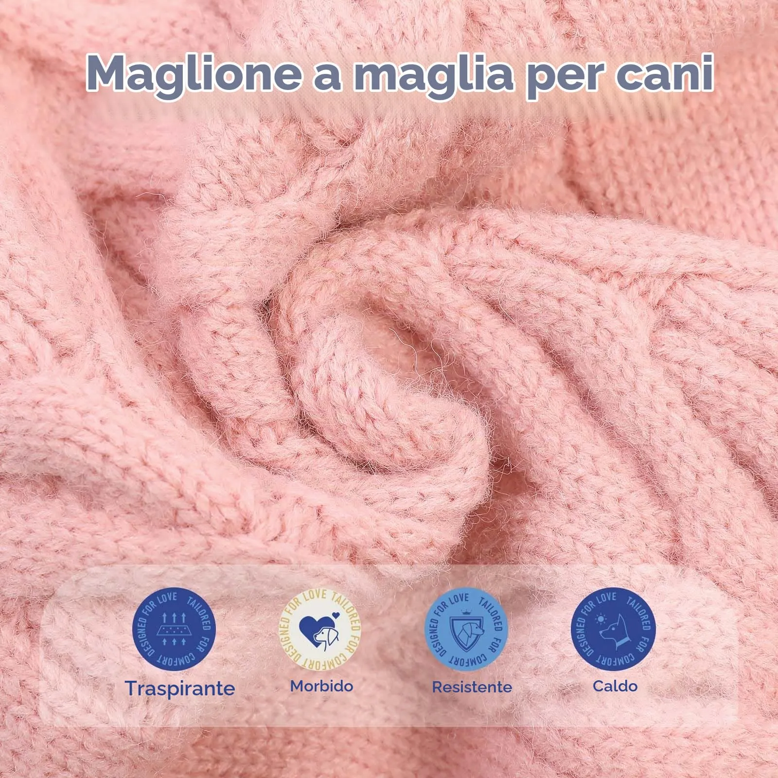 ASENKU Maglione Invernale Cane M Taglia Media, Maglioncino per Cani Treccia Collo Alto con Foro Guinzaglio per Barboncino Beagle Cocker Spaniel, Abbigliamento Caldo per Escursioni Invernali - immagine 2
