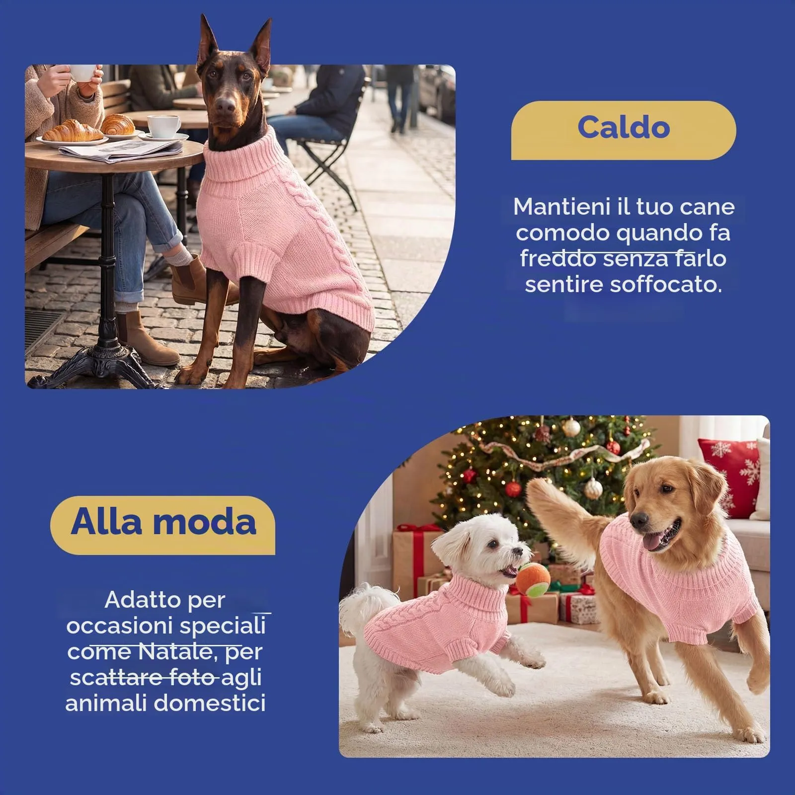 ASENKU Maglione Invernale Cane M Taglia Media, Maglioncino per Cani Treccia Collo Alto con Foro Guinzaglio per Barboncino Beagle Cocker Spaniel, Abbigliamento Caldo per Escursioni Invernali - immagine 8