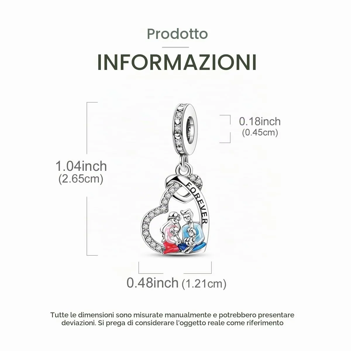 QIKAOLA Ciondolo Bead Charm Perline in argento sterling S925 per bracciali e collane europee per donne - immagine 5