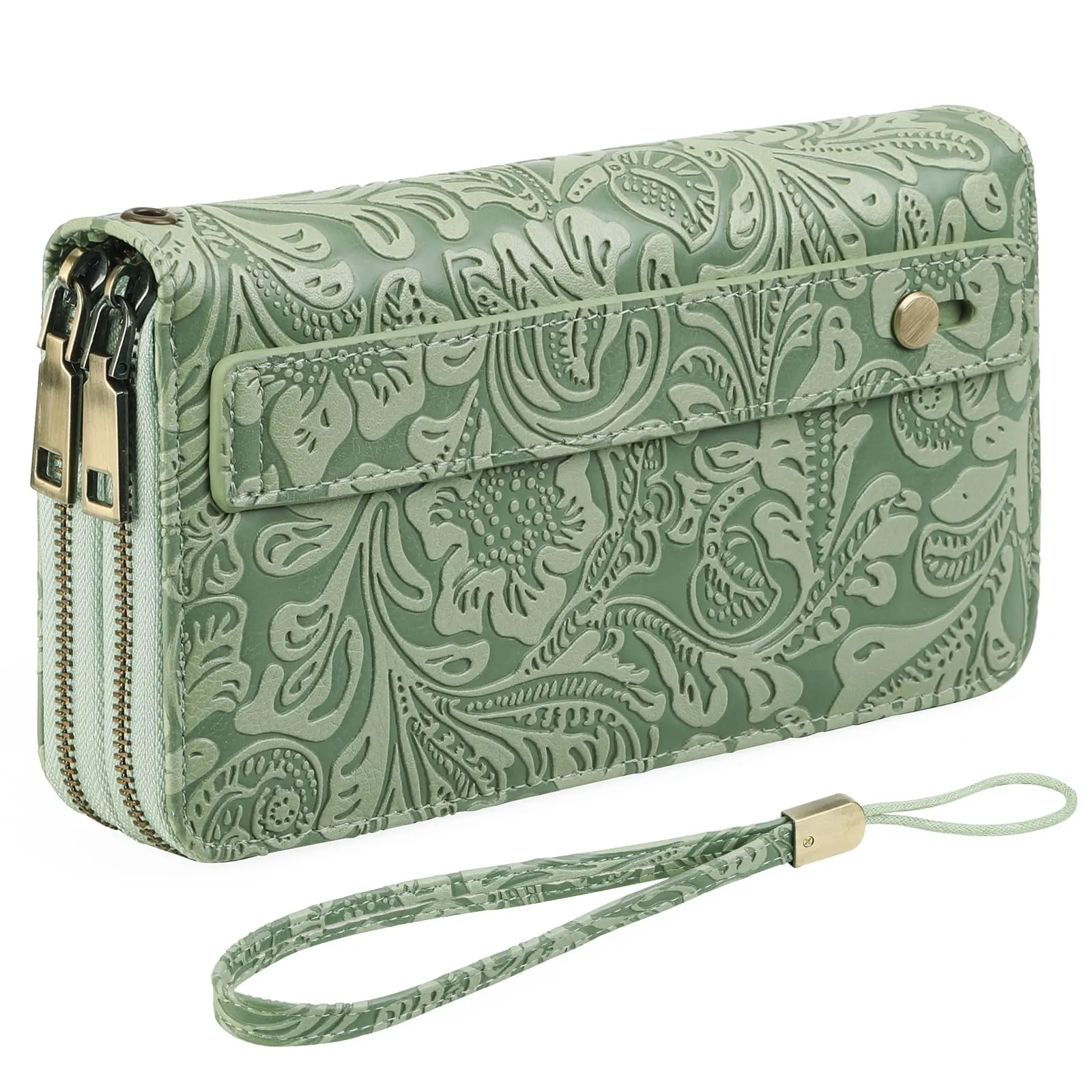 GOIACII Portafoglio Donna Grande in Vegan Pelle con Blocco RFID Portamonete Formato lungo Doppia Cerniera con 24 Scomparti per Carte di Credito - immagine 7