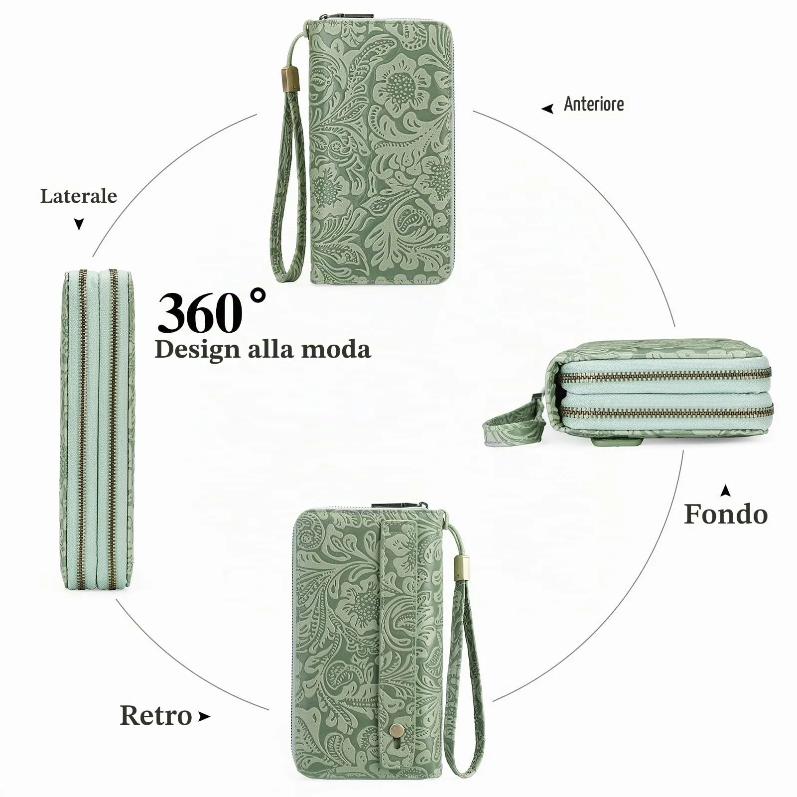 GOIACII Portafoglio Donna Grande in Vegan Pelle con Blocco RFID Portamonete Formato lungo Doppia Cerniera con 24 Scomparti per Carte di Credito - immagine 8