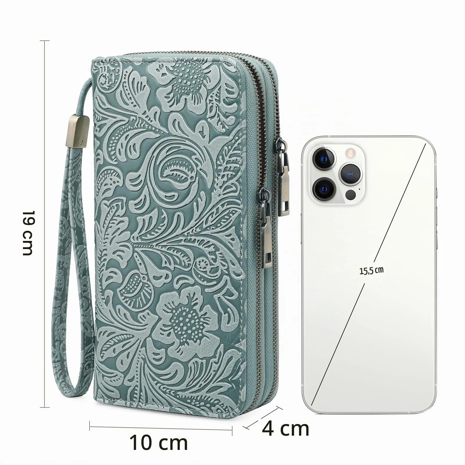GOIACII Portafoglio Donna Grande in Vegan Pelle con Blocco RFID Portamonete Formato lungo Doppia Cerniera con 24 Scomparti per Carte di Credito - immagine 6
