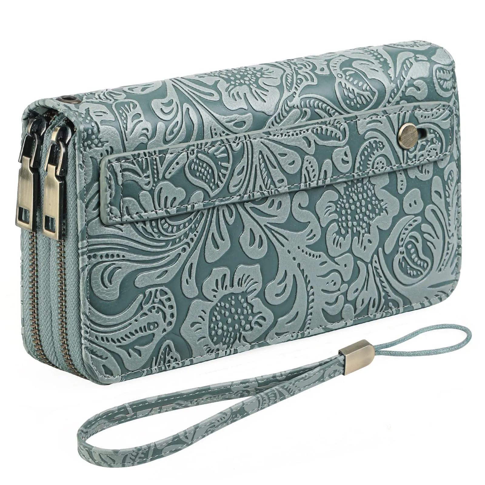 GOIACII Portafoglio Donna Grande in Vegan Pelle con Blocco RFID Portamonete Formato lungo Doppia Cerniera con 24 Scomparti per Carte di Credito - immagine 8