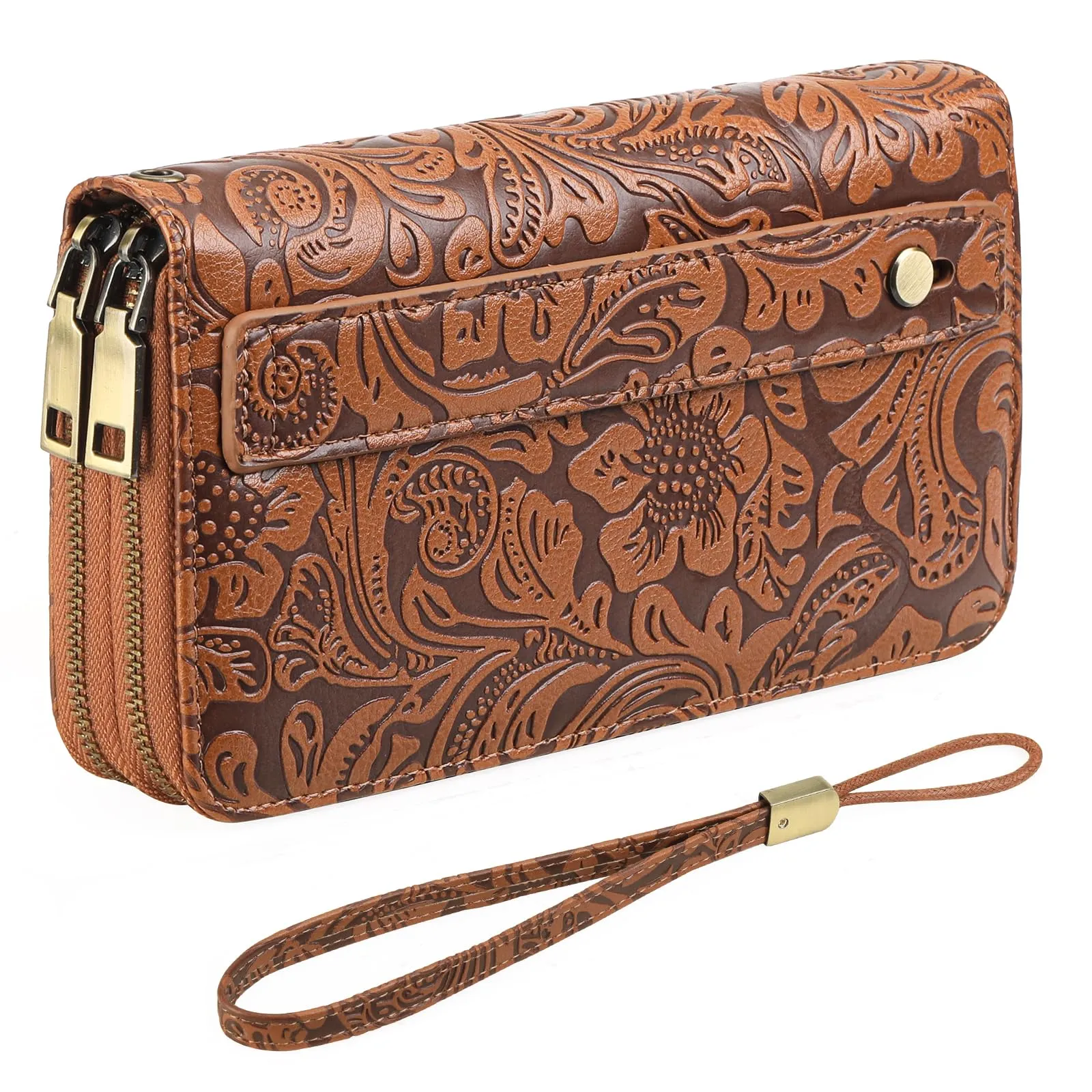 GOIACII Portafoglio Donna Grande in Vegan Pelle con Blocco RFID Portamonete Formato lungo Doppia Cerniera con 24 Scomparti per Carte di Credito - immagine 7