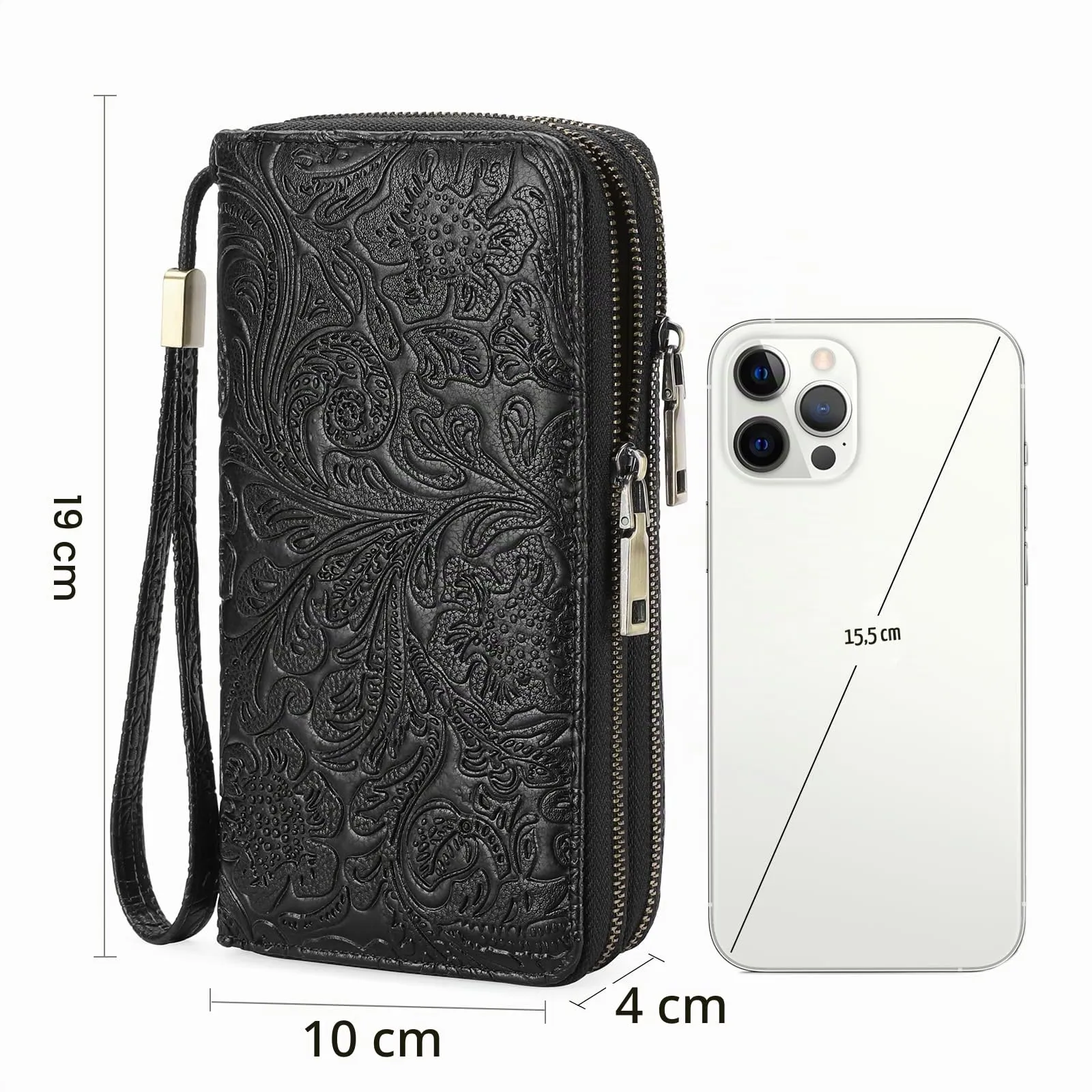 GOIACII Portafoglio Donna Grande in Vegan Pelle con Blocco RFID Portamonete Formato lungo Doppia Cerniera con 24 Scomparti per Carte di Credito - immagine 6