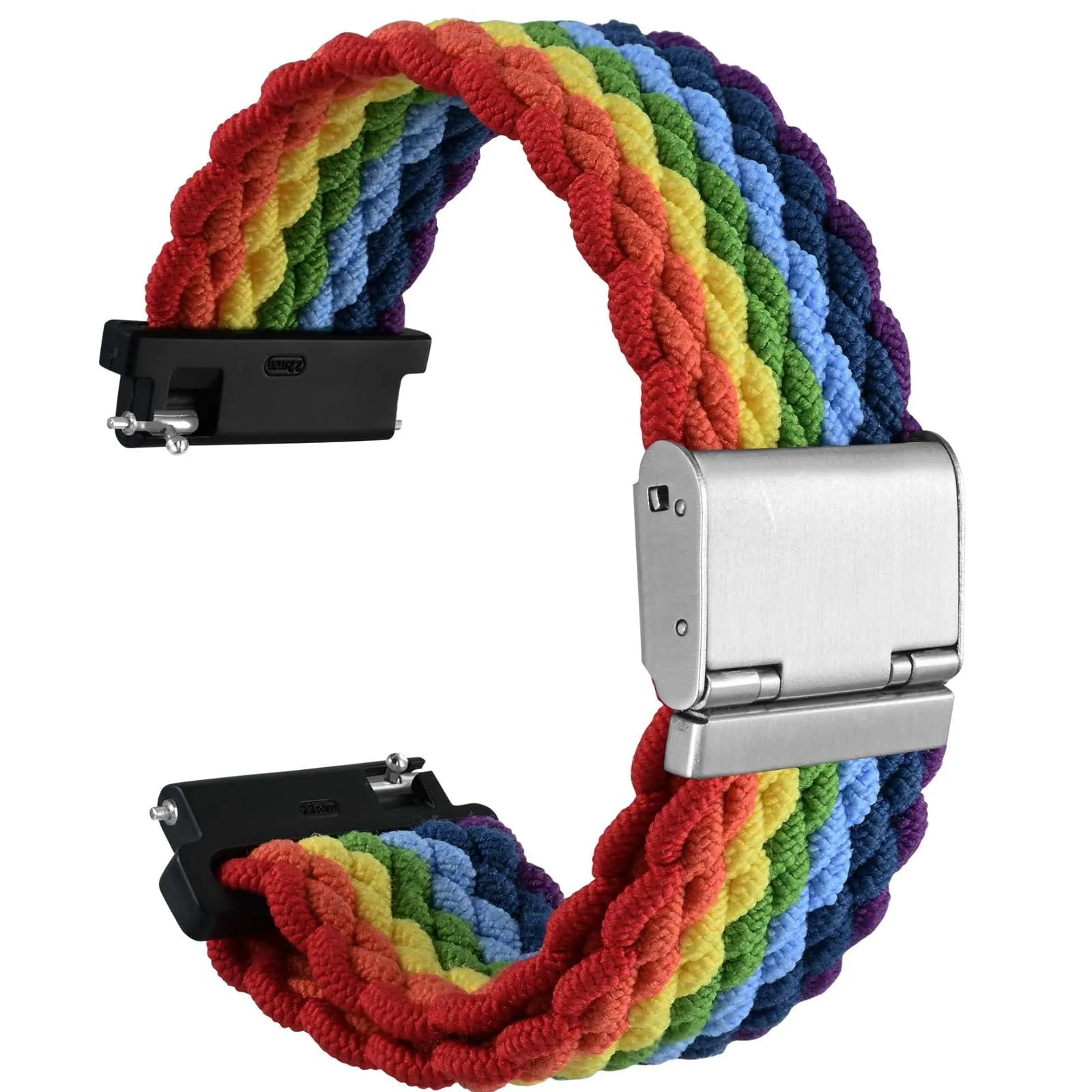 WOCCI 20mm Intrecciato Nylon Cinturino per Orologio da Uomo e da Donna, Regolabile Fibbia Argento (Multicolore) - immagine 1