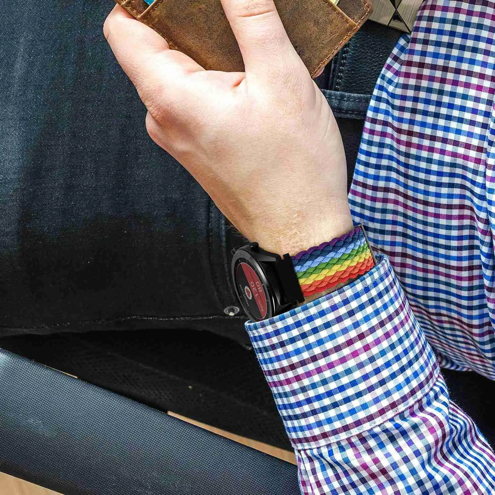 WOCCI 20mm Intrecciato Nylon Cinturino per Orologio da Uomo e da Donna, Regolabile Fibbia Argento (Multicolore) - immagine 6