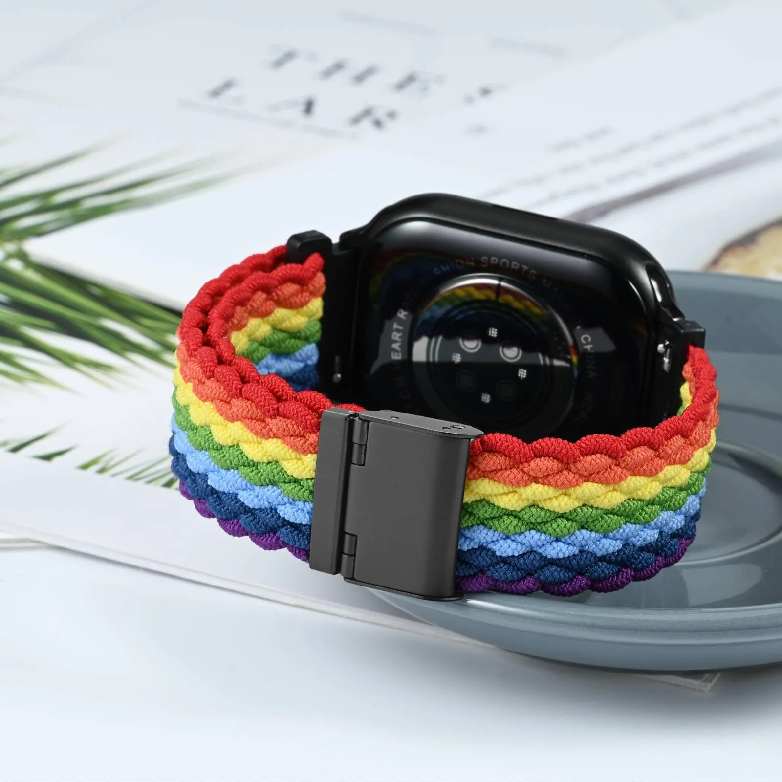 WOCCI 22mm Intrecciato Nylon Cinturino per Orologio da Uomo e da Donna, Regolabile Fibbia Nera (Multicolore) - immagine 2