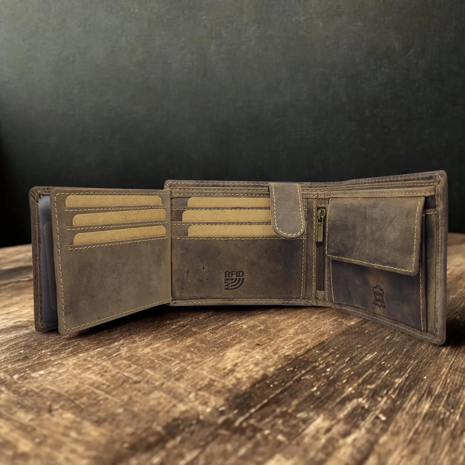 Frédéric Johns Portafoglio Uomo Vera Pelle Stile Vintage con Protezione RFID - Portafoglio Elegante e Resistente - immagine 4