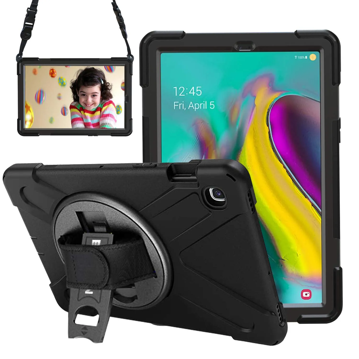 Gerutek Cover per Samsung Galaxy Tab S5e 10.5 Pollici 2019, Nero - immagine 1