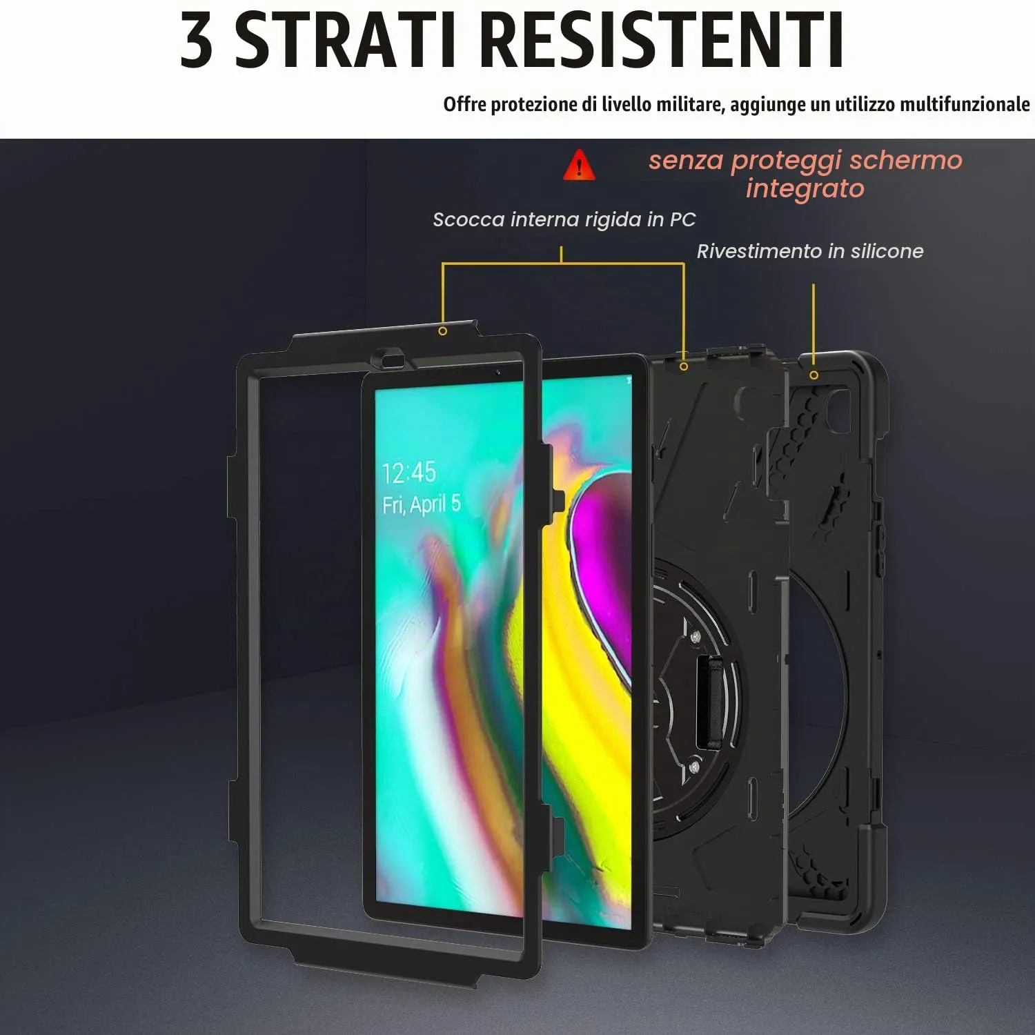 Gerutek Cover per Samsung Galaxy Tab S5e 10.5 Pollici 2019, Nero - immagine 4