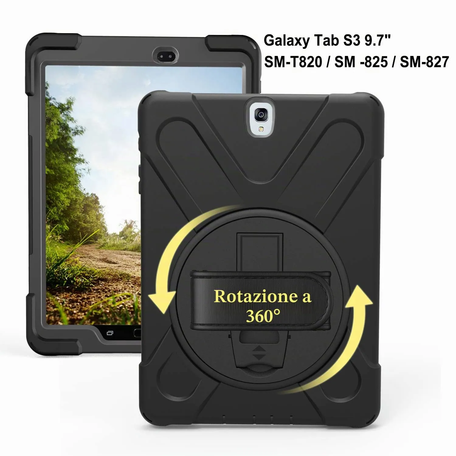 Gerutek Cover per Samsung Galaxy Tab S3 9.7 Pollici 2017, Nero - immagine 3