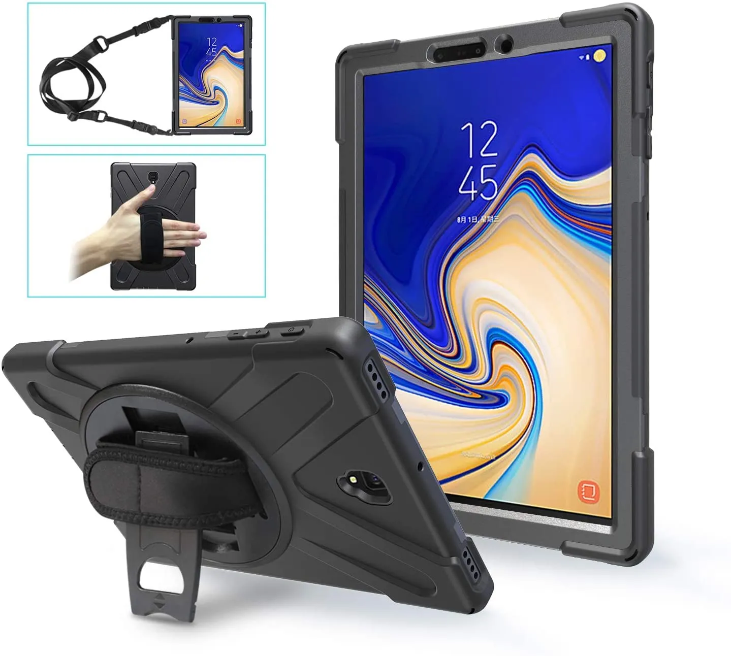 Gerutek Cover per Samsung Galaxy Tab S4 10.5 Pollici 2018, Nero - immagine 1