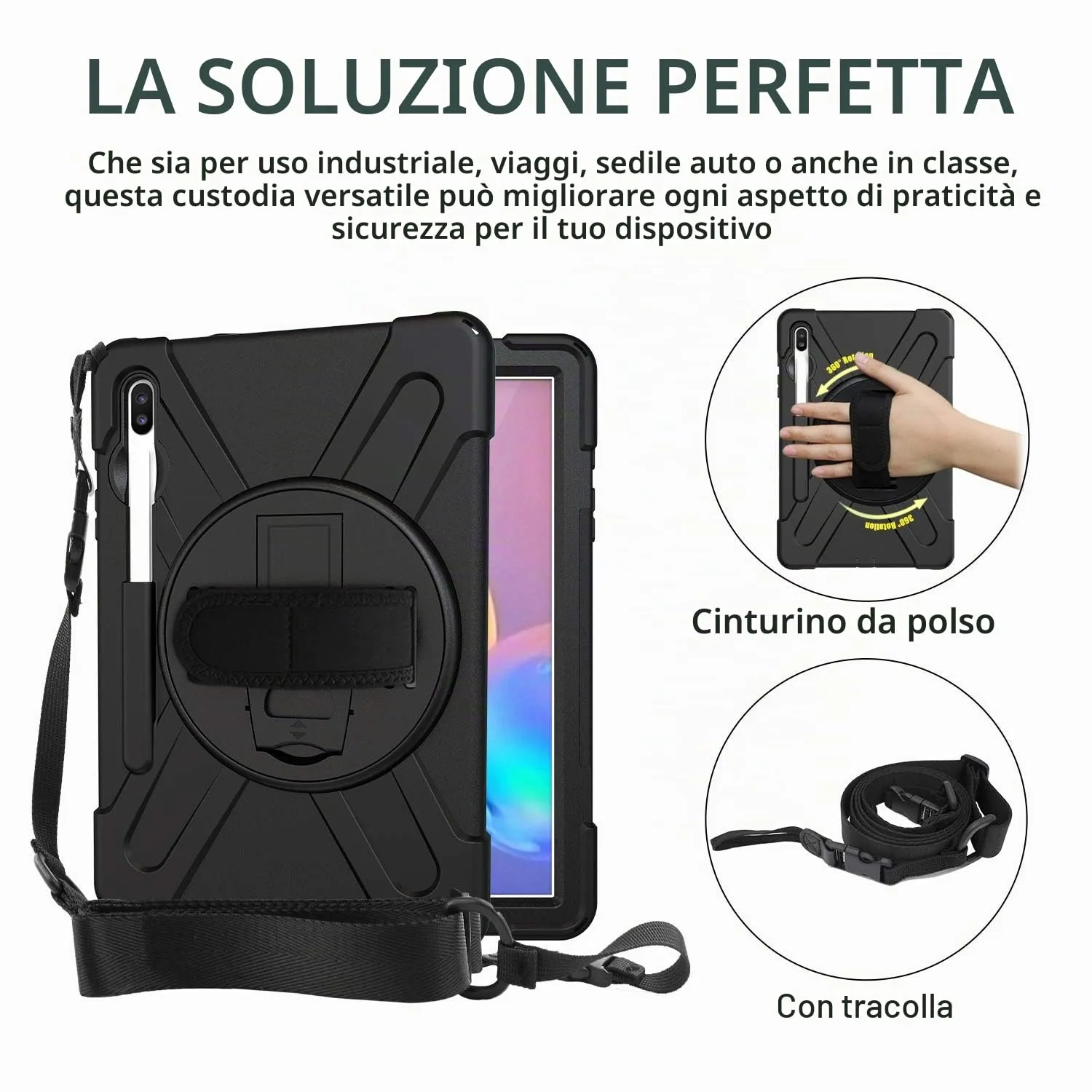 Gerutek Cover per Samsung Galaxy Tab S6 10,5 Pollici 2019, Nero - immagine 3