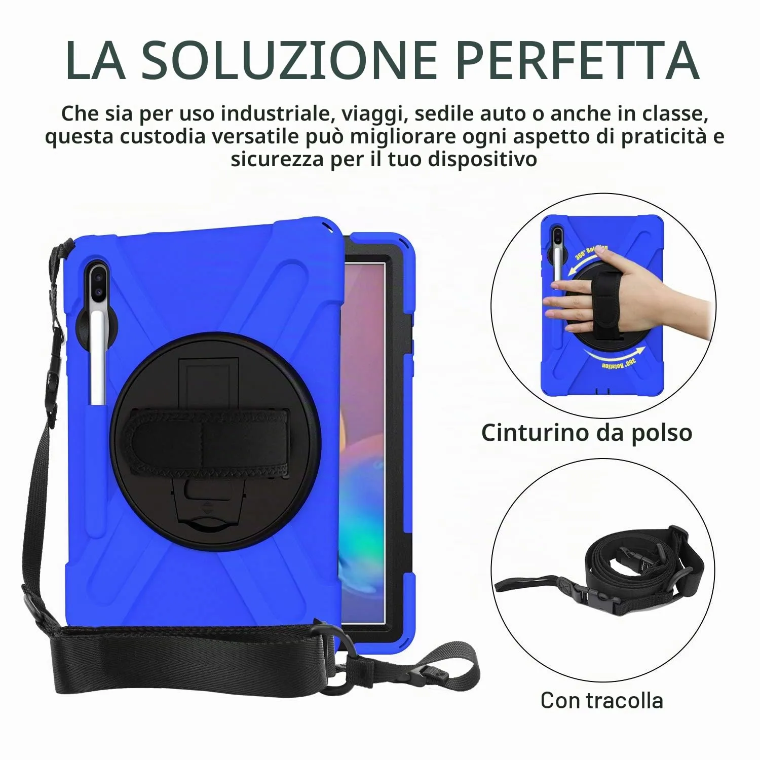 Gerutek Cover per Samsung Galaxy Tab S6 10,5 Pollici 2019, Blu - immagine 3