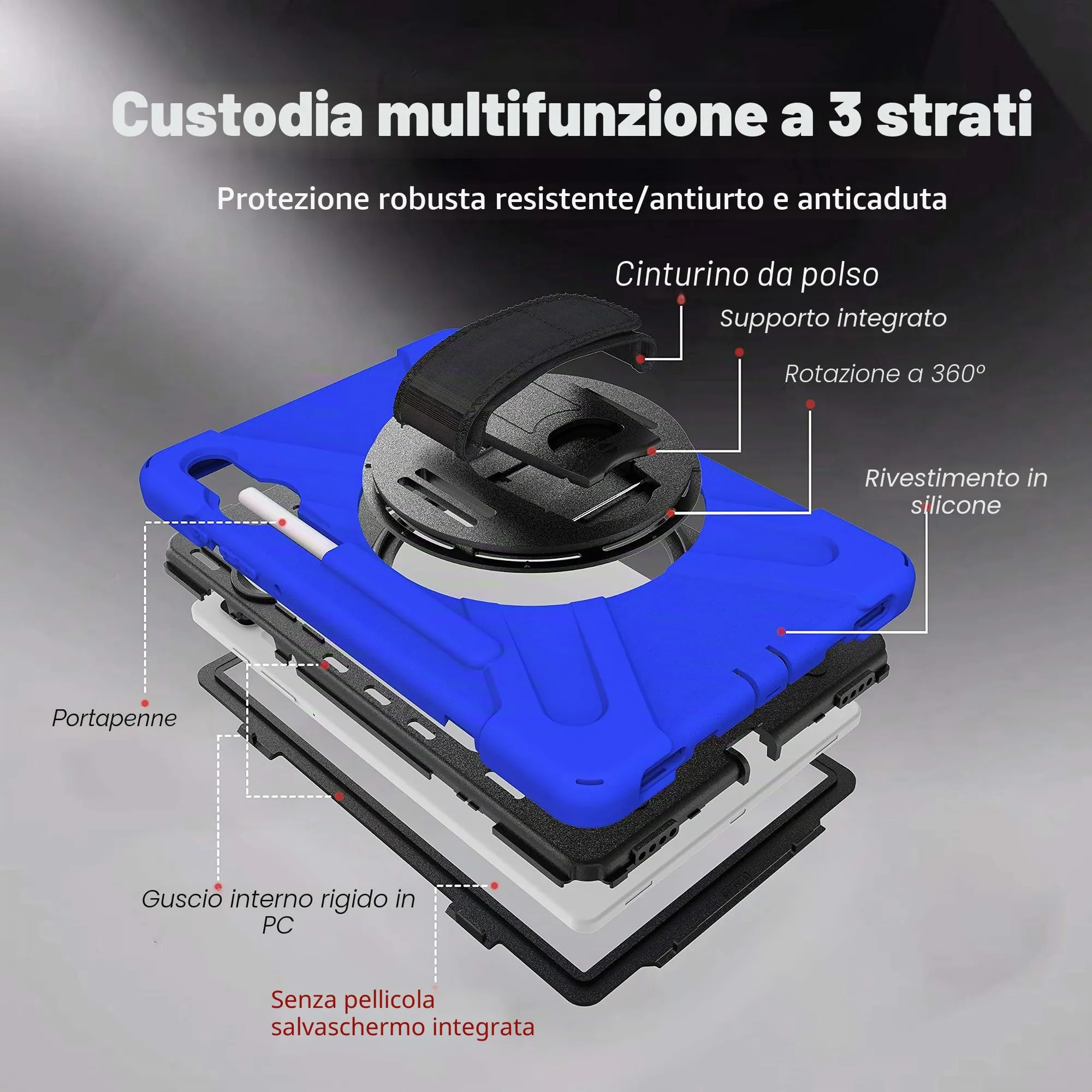 Gerutek Cover per Samsung Galaxy Tab S6 10,5 Pollici 2019, Blu - immagine 5