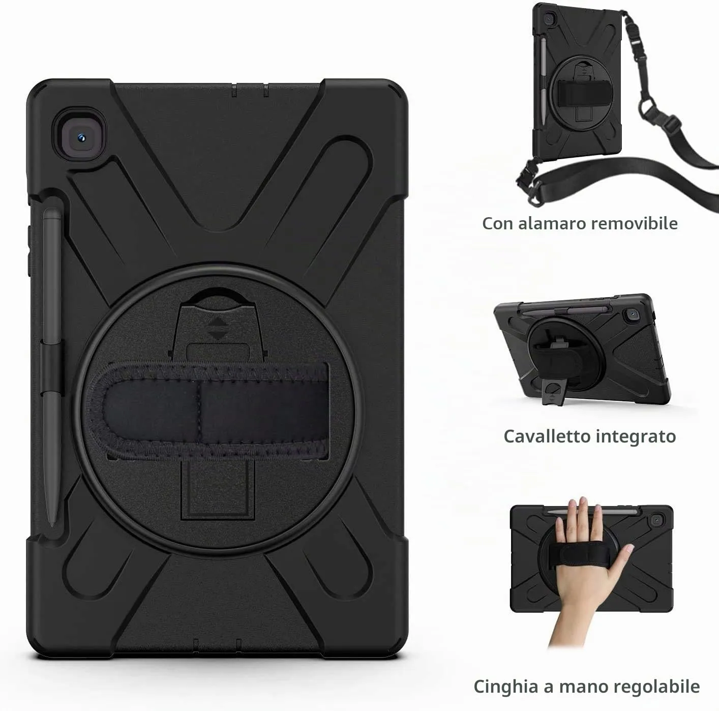 Gerutek Cover per Samsung Galaxy Tab S6 Lite 10,4'' 2024/2022/2020, Nero - immagine 3
