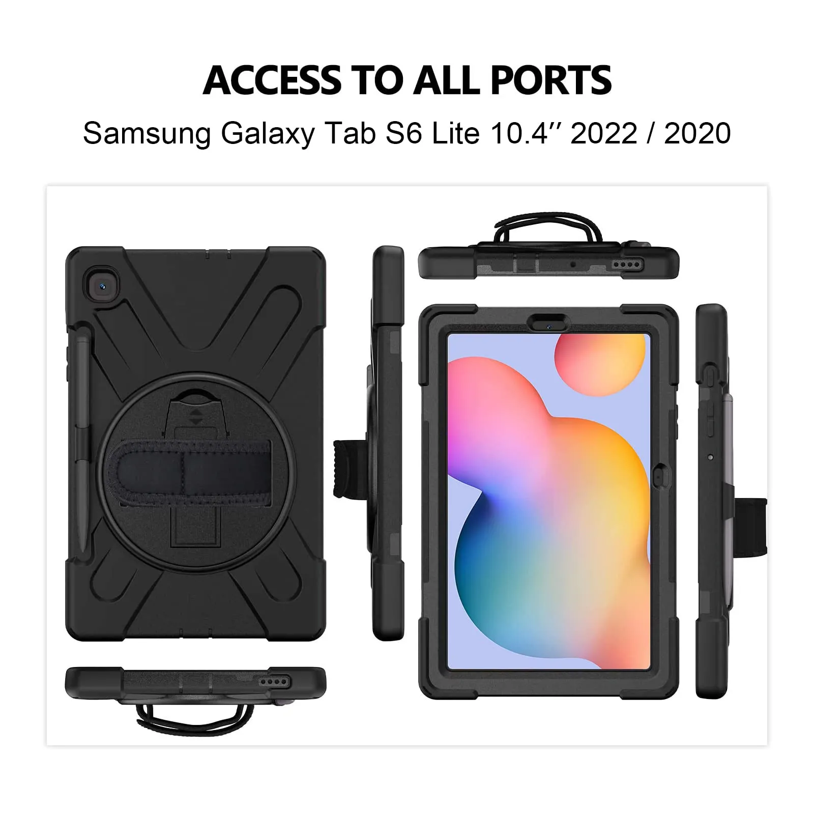 Gerutek Cover per Samsung Galaxy Tab S6 Lite 10,4'' 2024/2022/2020, Nero - immagine 6